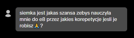 Wiadomość od ucznia z pytaniem o korepetycje